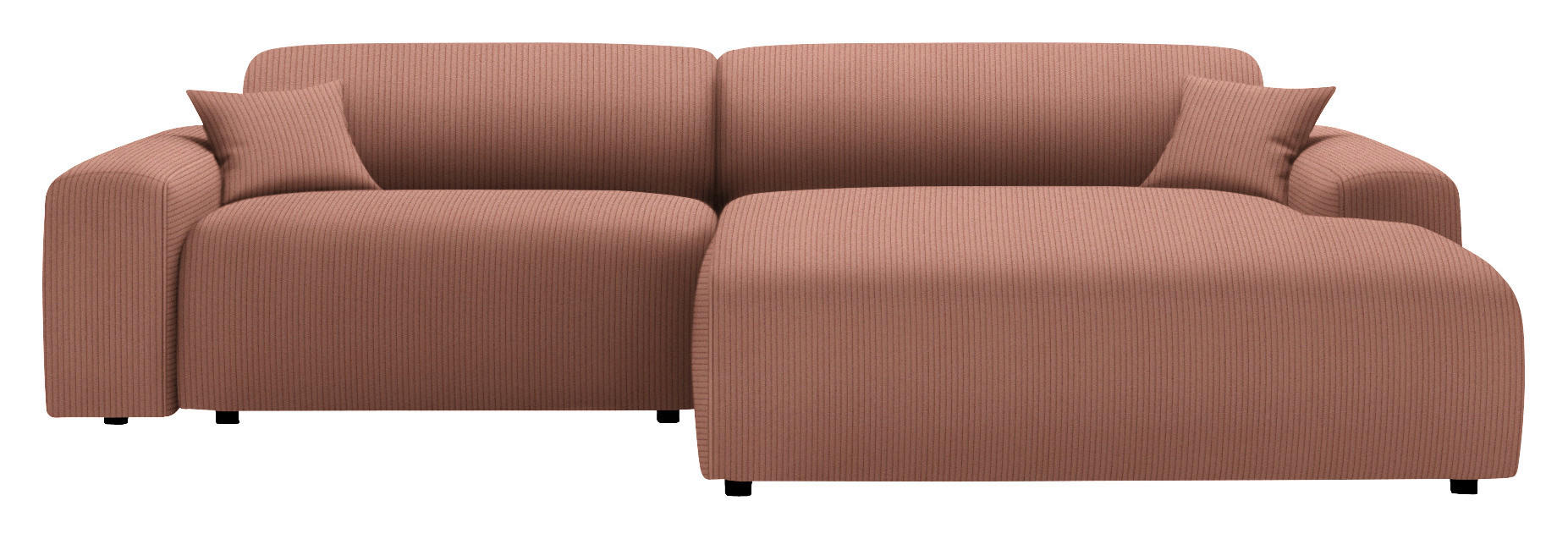 ECKSOFA in Velours, Feincord Aprikose  - Aprikose/Schwarz, Design, Kunststoff/Textil (292/178cm) - Livetastic