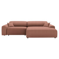 ECKSOFA in Velours, Feincord Aprikose  - Aprikose/Schwarz, Design, Kunststoff/Textil (292/178cm) - Livetastic