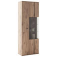 VITRINE in Anthrazit, Eichefarben  - Eichefarben/Anthrazit, KONVENTIONELL, Glas/Holzwerkstoff (75/207/38cm) - Cantus