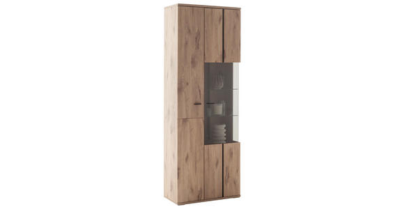 VITRINE in Anthrazit, Eichefarben - Eichefarben/Anthrazit, KONVENTIONELL, Glas/Holzwerkstoff (75/207/38cm) - Cantus