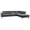 ECKSOFA in Mikrofaser Dunkelgrau  - Dunkelgrau/Schwarz, Modern, Textil/Metall (305/233cm) - Trendmanufaktur