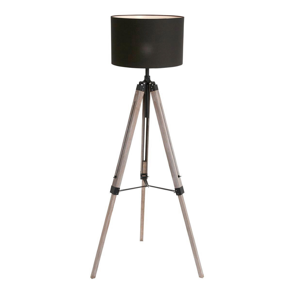 STEHLEUCHTE - Eiche grau/Schwarz, Trend, Naturmaterialien/Holz (75/125-165/75cm)