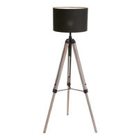 STEHLEUCHTE - Eiche grau/Schwarz, Trend, Naturmaterialien/Holz (75/125-165/75cm)