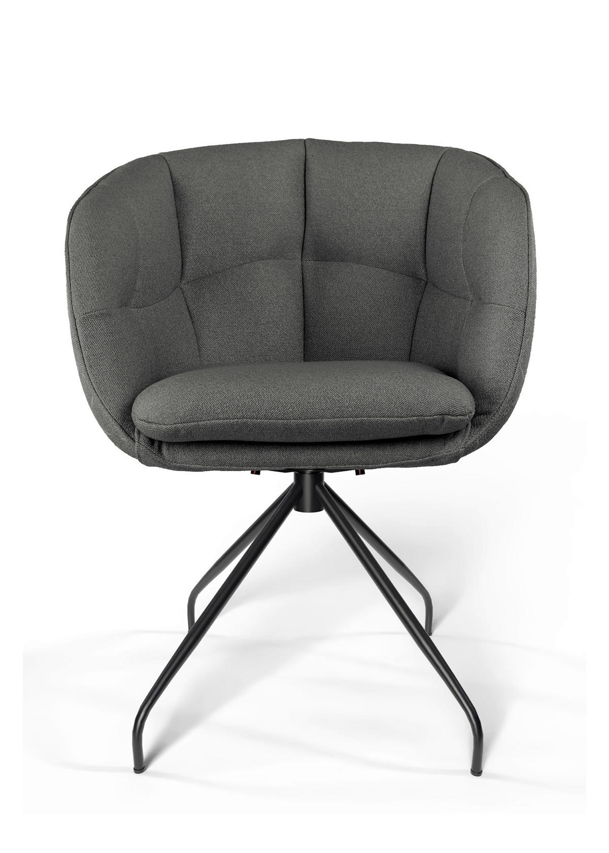 ARMLEHNSTUHL  Sitzfläche 360° drehbar, Gestellauswahl, ergonomische Rückenlehne, Stoff-/Lederauswahl Jacquard  Graphitfarben  - Schwarz/Graphitfarben, Design, Textil/Metall (62/81/63cm) - Dieter Knoll
