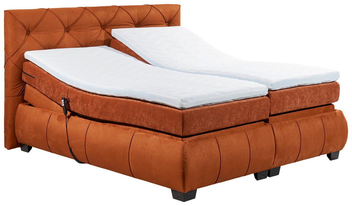 KONTINENTALSÄNG 180/200 cm  i cognacfärgad  - cognacfärgad/svart, Modern, trämaterial/textil (180/200cm) - MID.YOU