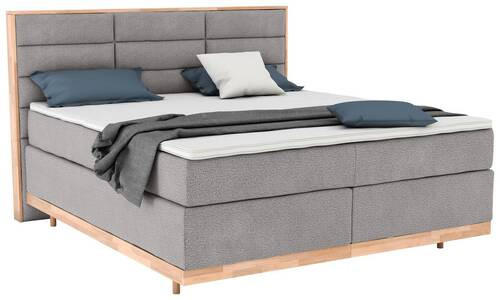 BOXSPRINGBETT 200/200 cm  in Beige  - Eichefarben/Beige, KONVENTIONELL, Holz/Textil (200/200cm) - Livetastic