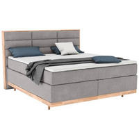 BOXSPRINGBETT 200/200 cm  in Beige  - Eichefarben/Beige, KONVENTIONELL, Holz/Textil (200/200cm) - Livetastic