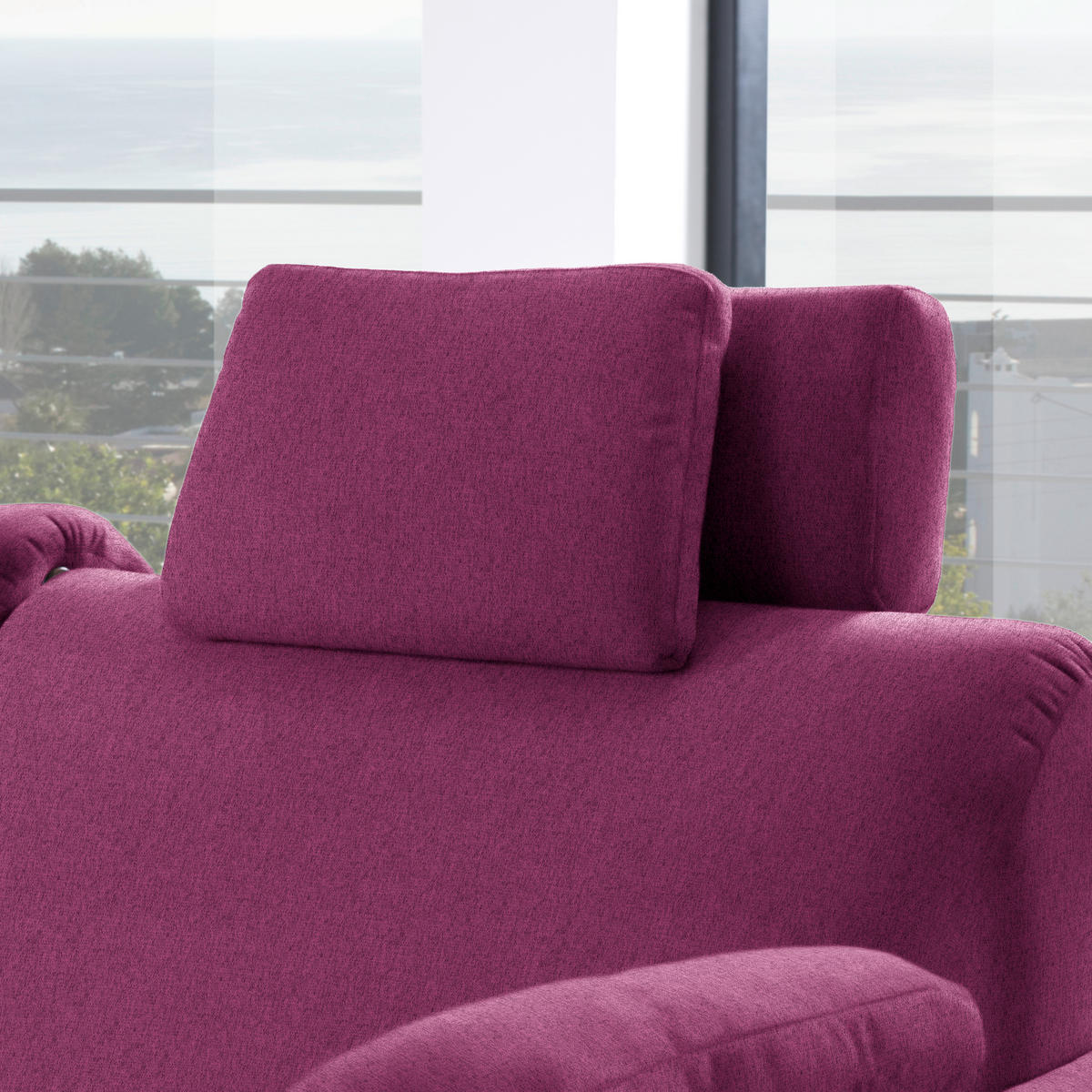 ECKSOFA in Flachgewebe Beere  203/261 cm  - Eichefarben/Beere, KONVENTIONELL, Holz/Textil (203/261cm) - Sedda