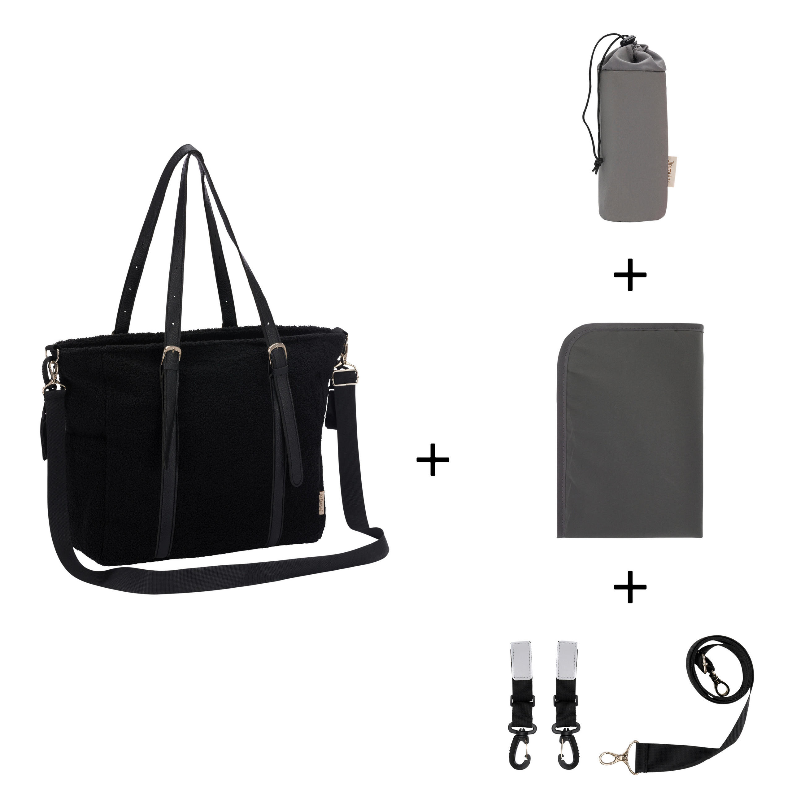 WICKELTASCHE  - Schwarz, Basics, Kunststoff (39/15/36cm) - Jimmylee