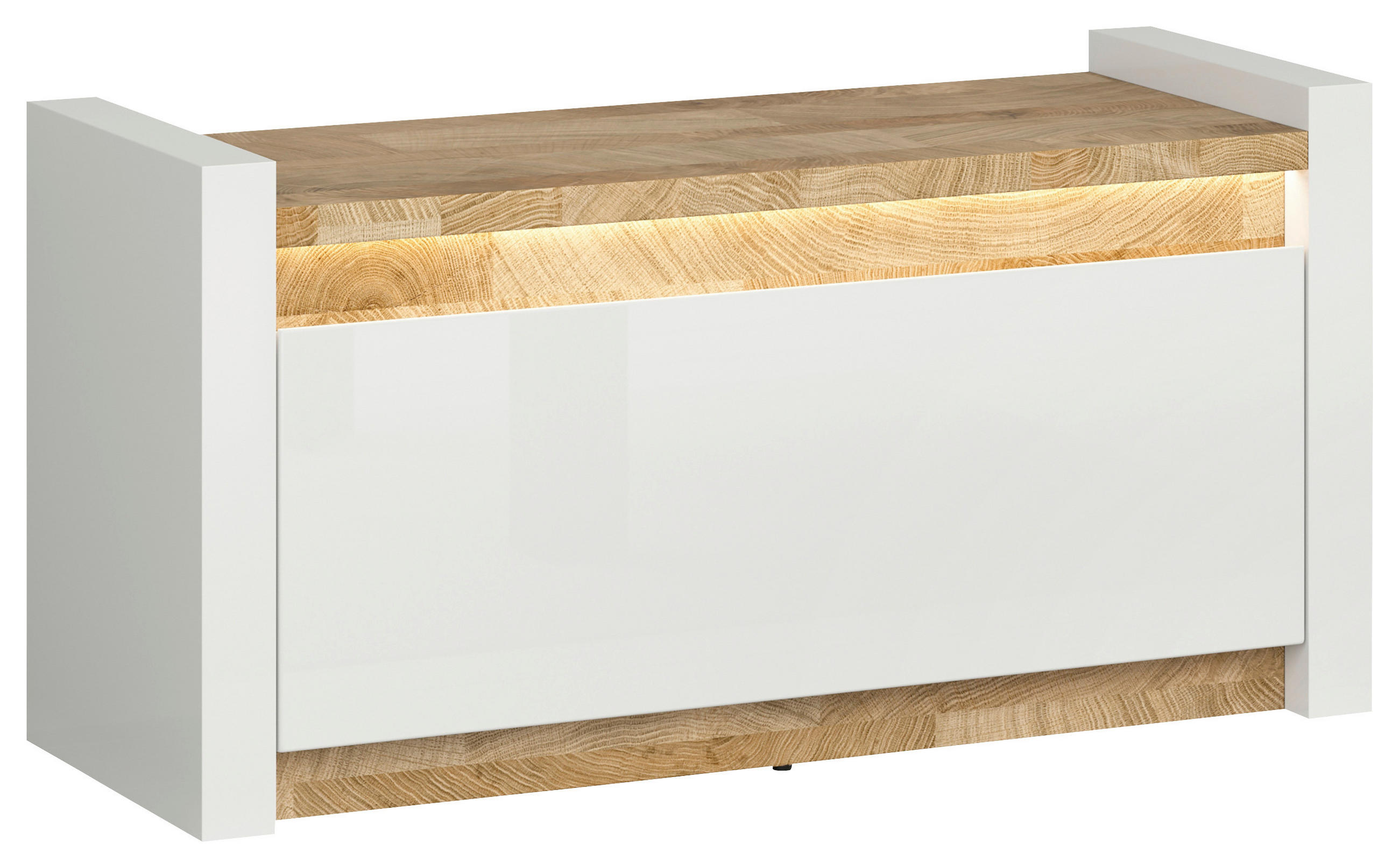 GARDEROBNA KLOP bela, barve hrasta - črna/barve hrasta, Basics, umetna masa/leseni material (84/63/45cm) - Livetastic