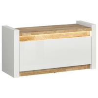 GARDEROBNA KLOP bela, barve hrasta - črna/barve hrasta, Basics, umetna masa/leseni material (84/63/45cm) - Livetastic