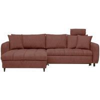 ECKSOFA inkl. Funktionen Rostfarben, Dunkelbraun Velours  - Rostfarben/Dunkelbraun, MODERN, Holz/Textil (282/184cm) - Lomoco