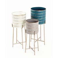 BLUMENTISCHSET in Metall 29/29/70 cm  - Taupe/Goldfarben, Design, Metall (29/29/70cm)