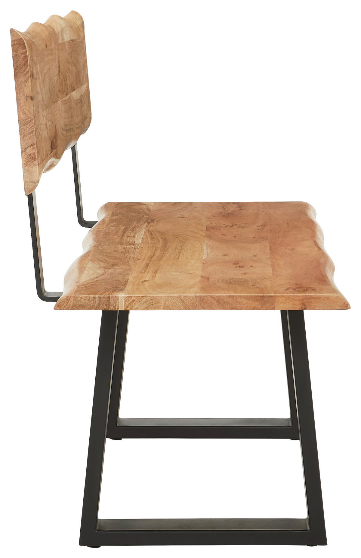 SITZBANK 120/85/50 cm Schwarz, Akaziefarben Akazie vollmassiv  - Schwarz/Akaziefarben, Natur, Holz/Metall (120/85/50cm) - Livetastic