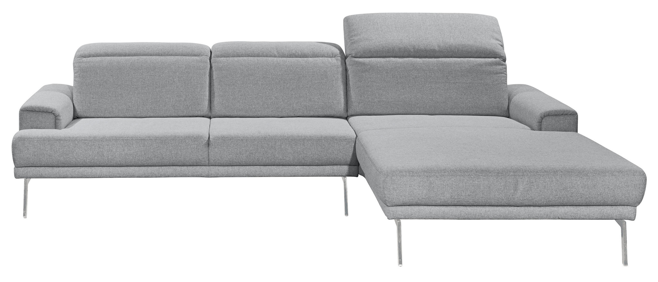 ECKSOFA Grau Flachgewebe  - Chromfarben/Grau, Design, Textil/Metall (288/193-220cm) - Musterring