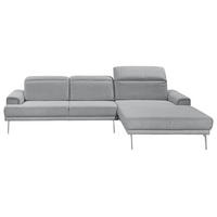 ECKSOFA Grau Flachgewebe  - Chromfarben/Grau, Design, Textil/Metall (288/193-220cm) - Musterring