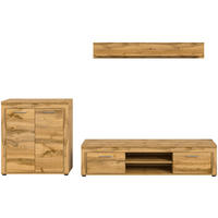 WOHNWAND 3-teilig  in Eiche Wotan  255/159/35 cm  - Eiche Wotan/Silberfarben, Design, Holzwerkstoff/Kunststoff (255/159/35cm) - MID.YOU