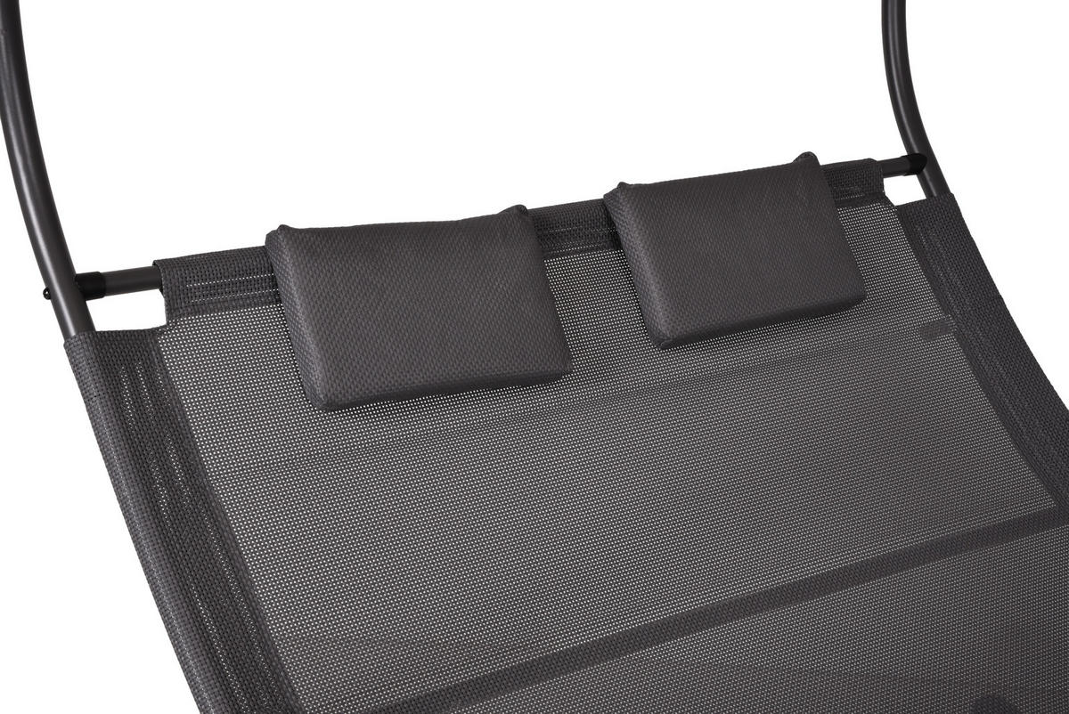 GARTENLIEGE 138/160/200 cm  - Anthrazit/Creme, Basics, Kunststoff/Metall (138/160/200cm) - Gardenson