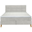 BOXSPRINGBETT 180/200 cm  in Hellgrau  - Eichefarben/Hellgrau, KONVENTIONELL, Holz/Textil (180/200cm) - Carryhome