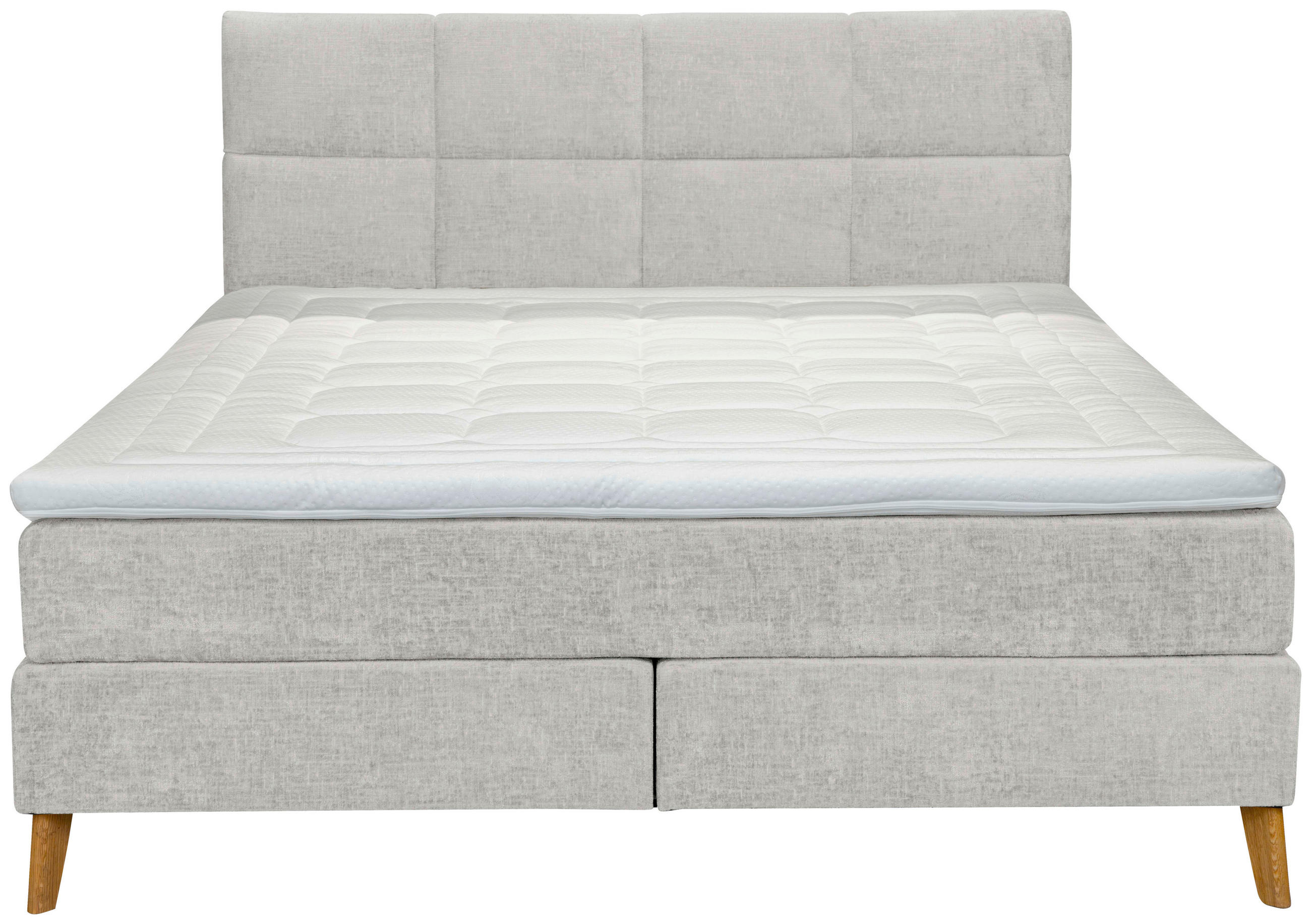 BOXSPRINGBETT 160/200 cm  in Hellgrau  - Eichefarben/Hellgrau, Konventionell, Holz/Textil (160/200cm) - Carryhome