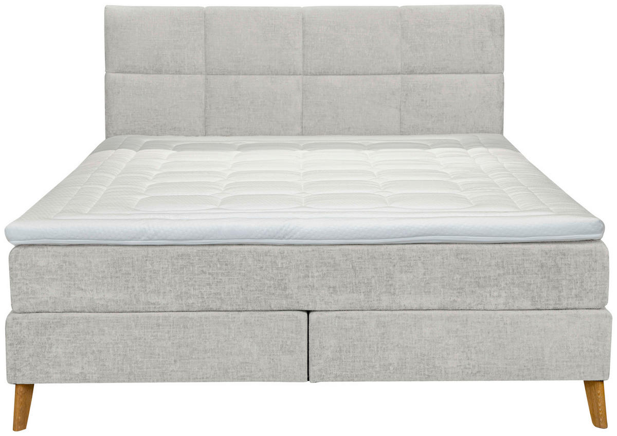 BOXSPRINGBETT 160/200 cm  in Hellgrau  - Eichefarben/Hellgrau, Konventionell, Holz/Textil (160/200cm) - Carryhome