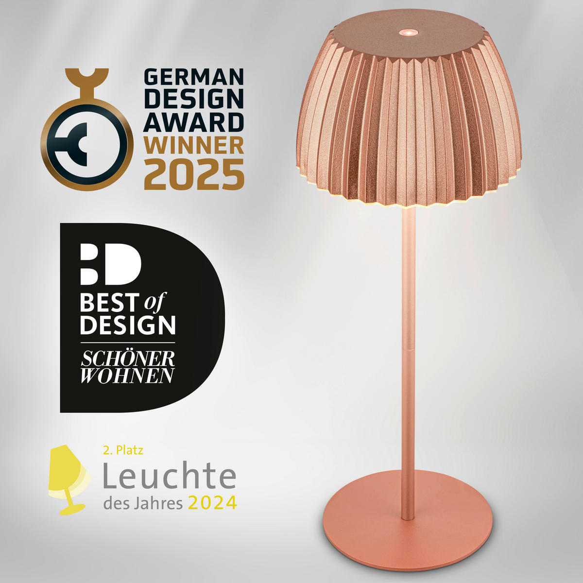 AKKU-TISCHLEUCHTE 14,5/36,5 cm  - Kupferfarben, Basics, Kunststoff/Metall (14,5/36,5cm)