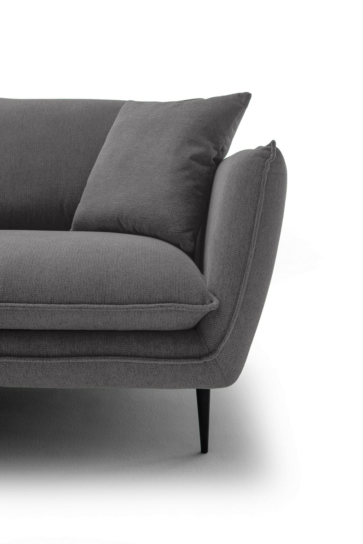 ECKSOFA Taupe Webstoff  - Taupe/Schwarz, KONVENTIONELL, Textil/Metall (196/304cm) - Hom`in