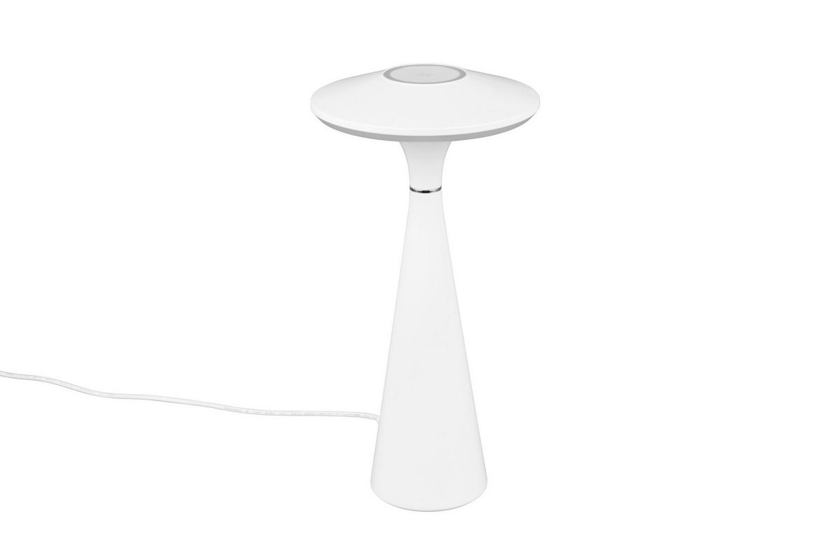 AKKU-TISCHLEUCHTE - Weiss, Design, Kunststoff (14/28,5cm)