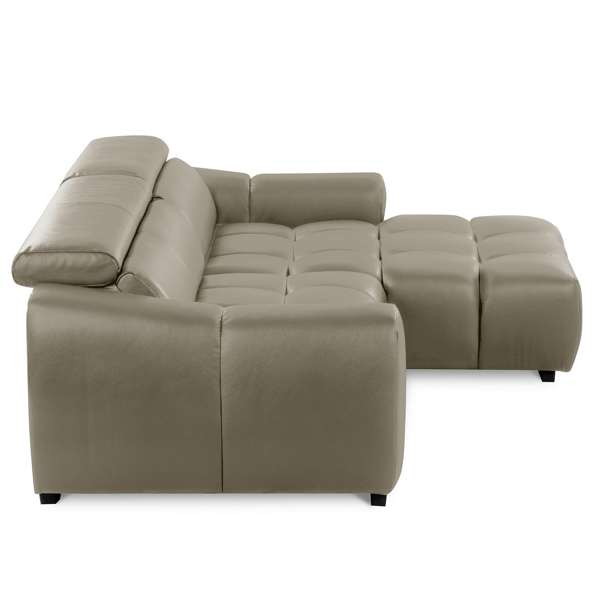 ECKSOFA  Echtleder Taupe  - Taupe/Schwarz, Design, Leder/Kunststoff (274/177cm) - Livetastic