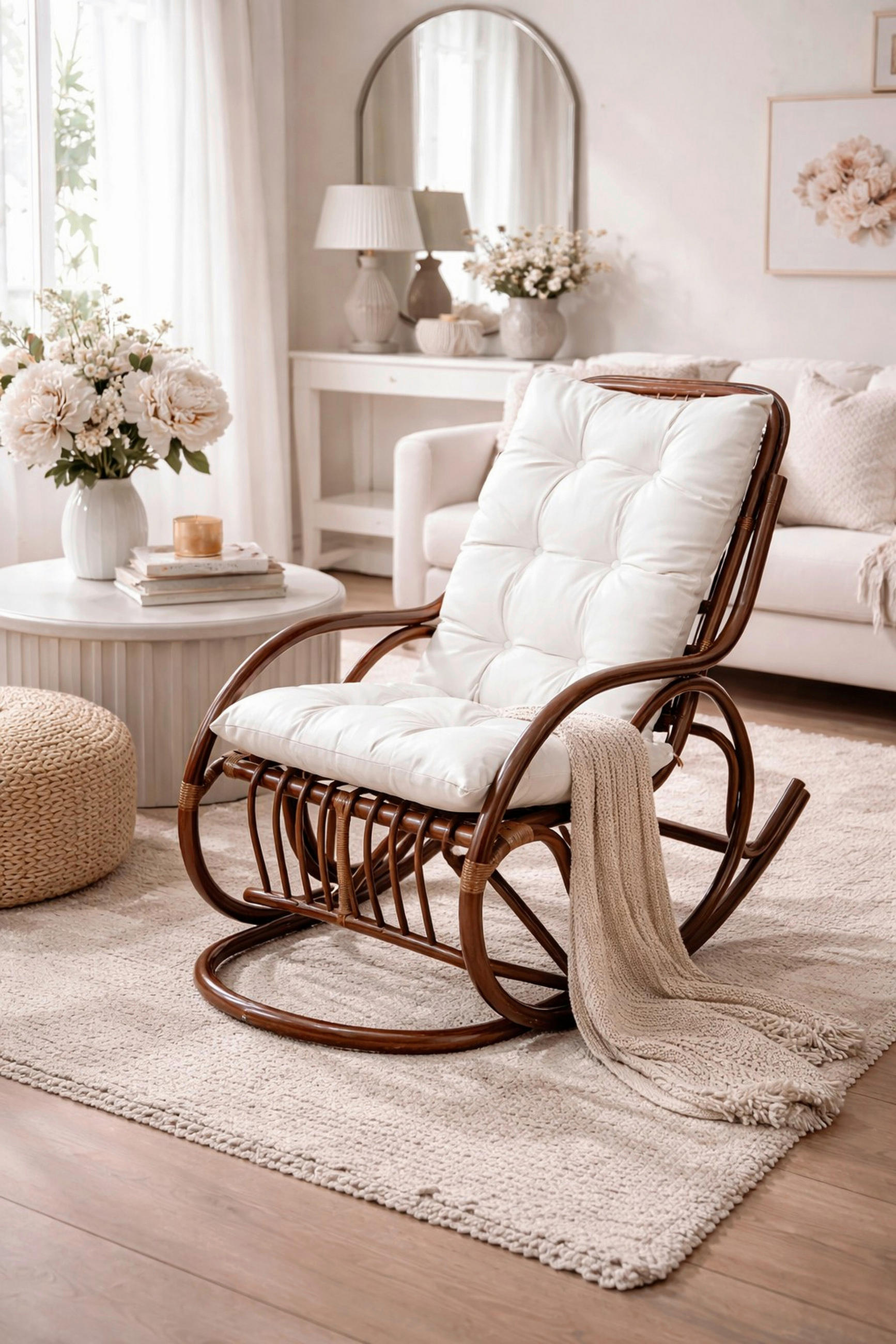 SCHAUKELSTUHL in Braun  - Creme/Braun, Natur, Holz/Textil (62/97/118cm) - MID.YOU