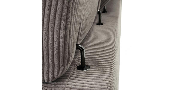 ECKSOFA Taupe Cord Rücken echt, Kopfteilverstellung, Sitzvorzug  - Taupe/Schwarz, KONVENTIONELL, Textil/Metall (170/257cm) - Carryhome