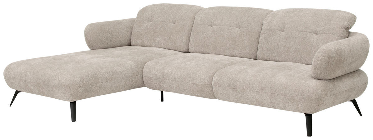 ECKSOFA in Chenille Taupe  180/282 cm  - Taupe/Schwarz, MODERN, Textil/Metall (180/282cm) - Novel