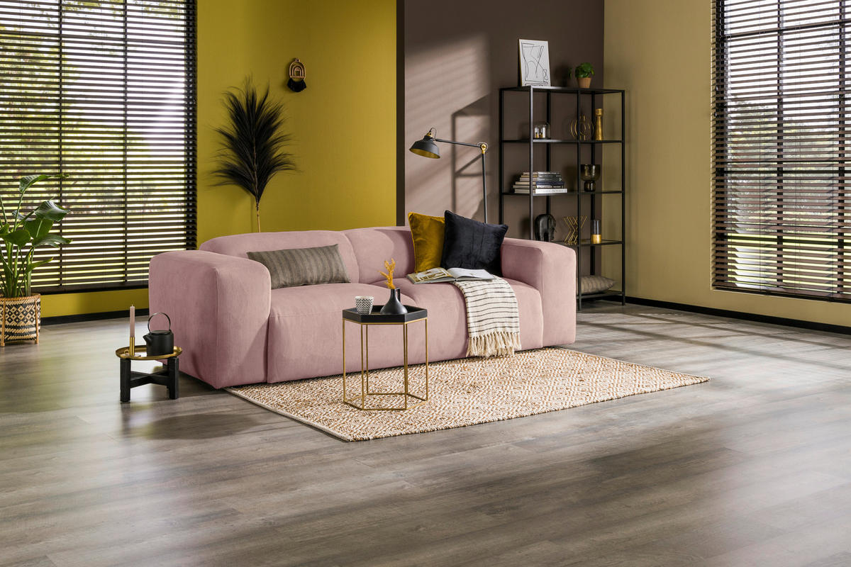 3-SITZER-SOFA in Cord Rosa  - Schwarz/Rosa, Design, Kunststoff/Textil (247/75/104cm) - MID.YOU