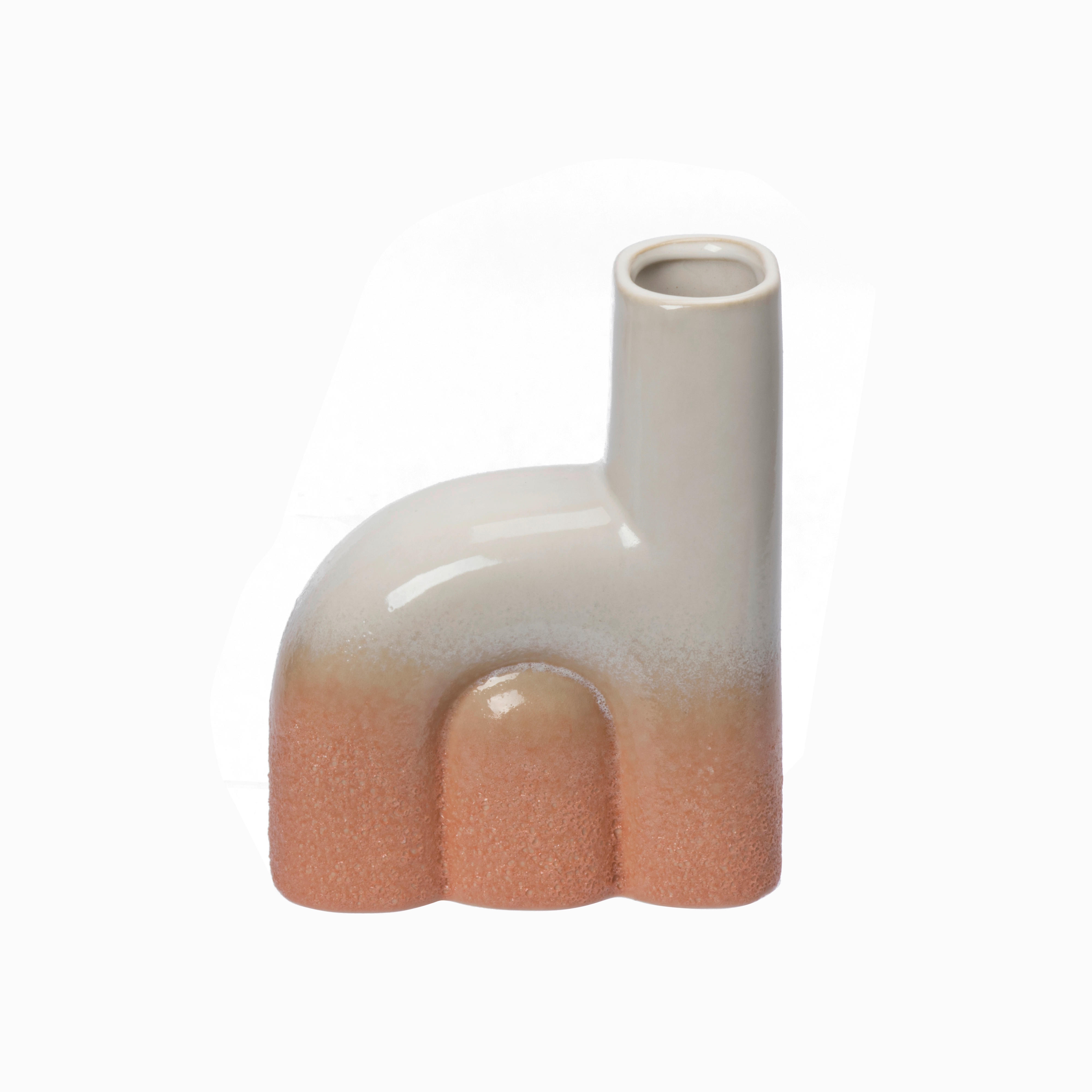 VASE 15.5 cm  - Weiss/Terracotta, Design, Keramik (12,4/15,5/5,2cm) - Ambia Home