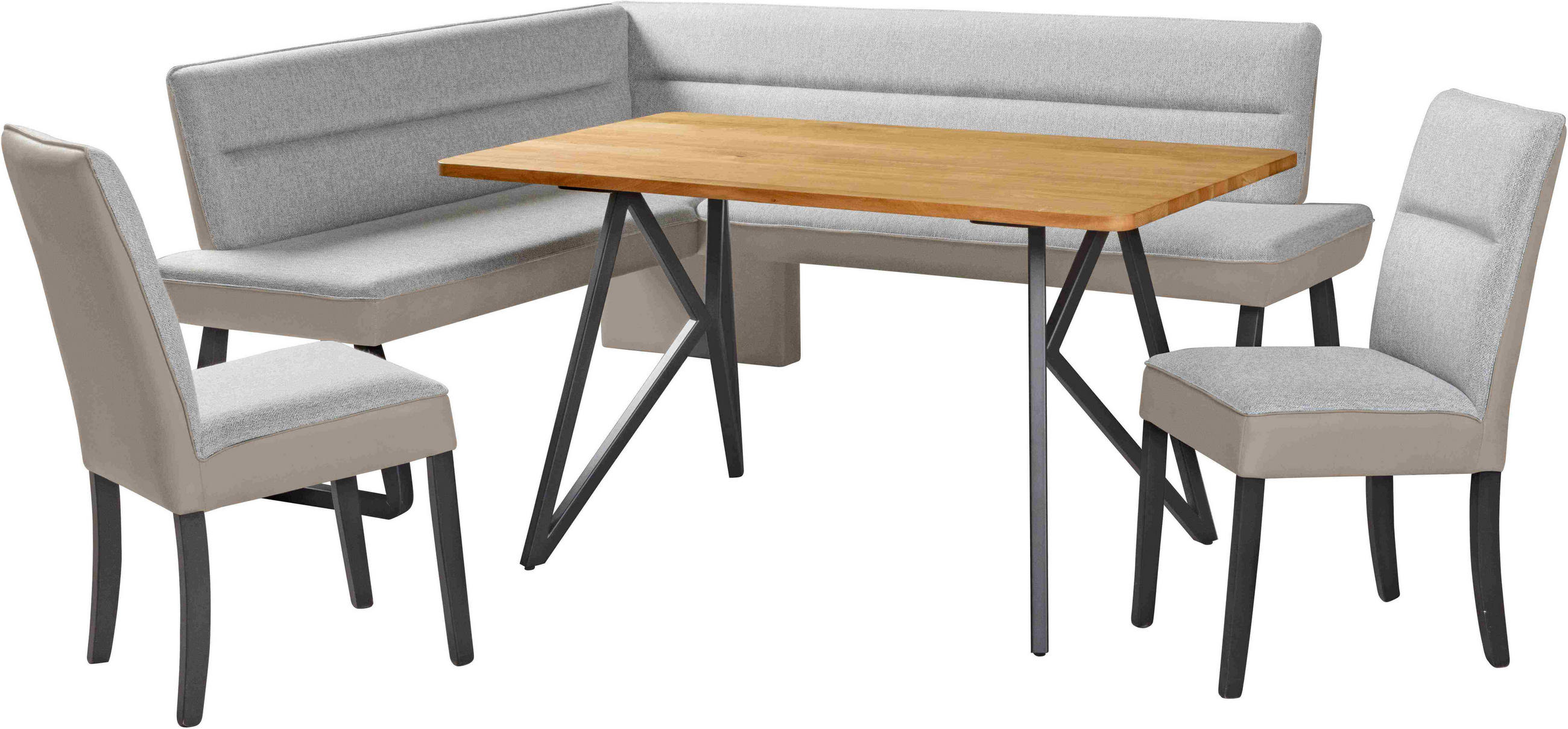 STUHL Webstoff Beige, Hellgrau Buche vollmassiv  - Beige/Hellgrau, KONVENTIONELL, Holz/Textil (46/?93/61cm) - Novel