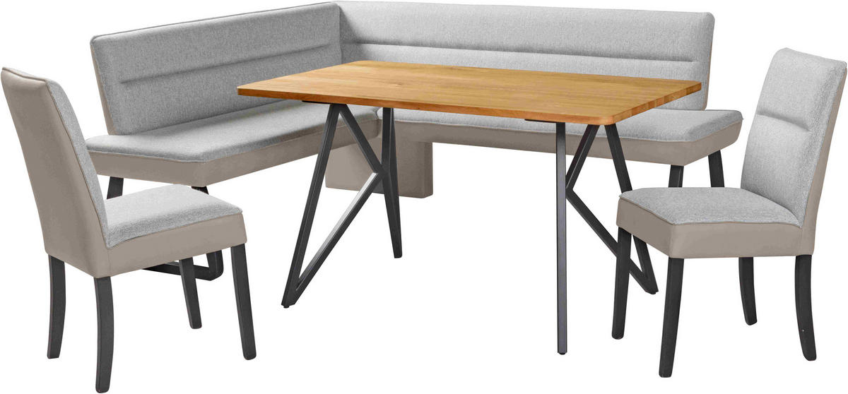 STUHL Webstoff Hellgrau, Beige Buche vollmassiv  - Beige/Hellgrau, KONVENTIONELL, Holz/Textil (46/?93/61cm) - Novel
