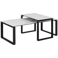 COUCHTISCHSET in Metall, Glas 115/55/45 cm  - Schwarz/Weiß, Trend, Glas/Metall (115/55/45cm) - MID.YOU