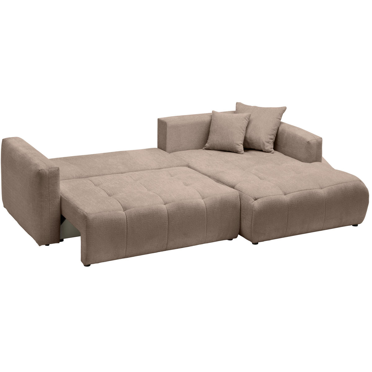 ECKSOFA Hellbraun Chenille  - Hellbraun/Schwarz, MODERN, Kunststoff/Textil (276/172cm) - Hom`in