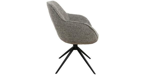 ARMLEHNSTUHL in Eisen Leinenoptik - Schwarz/Braun, Design, Textil/Metall (61/82/65cm) - Novel
