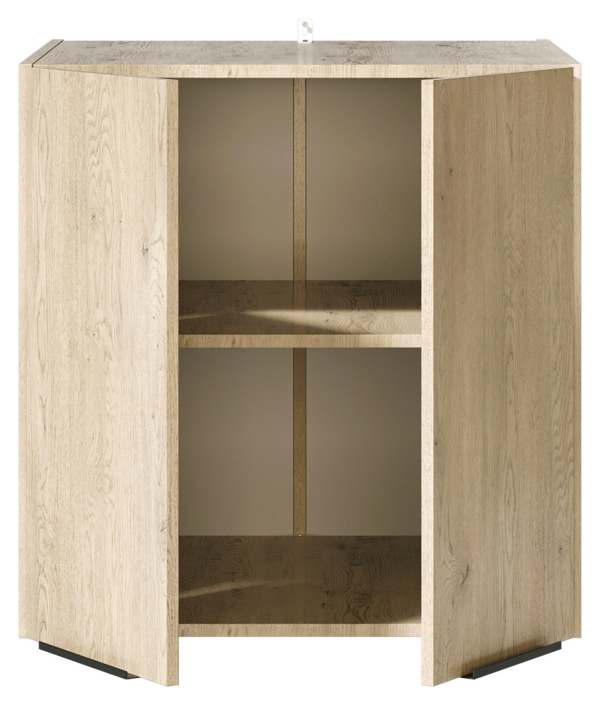 AUFSATZSCHRANK 70/70/68 cm   - Eichefarben/Schwarz, Basics, Holzwerkstoff/Metall (70/70/68cm) - MID.YOU
