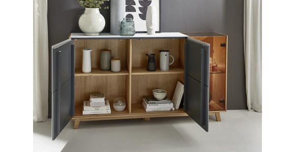 KOMMODE 164/92/40 cm - Eichefarben/Weiß, Natur, Glas/Holz (164/92/40cm) - Dieter Knoll
