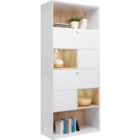 REGAL  90/213/40 cm Weiß, Eichefarben  - Eichefarben/Alufarben, Design, Holzwerkstoff/Metall (90/213/40cm) - Hom`in