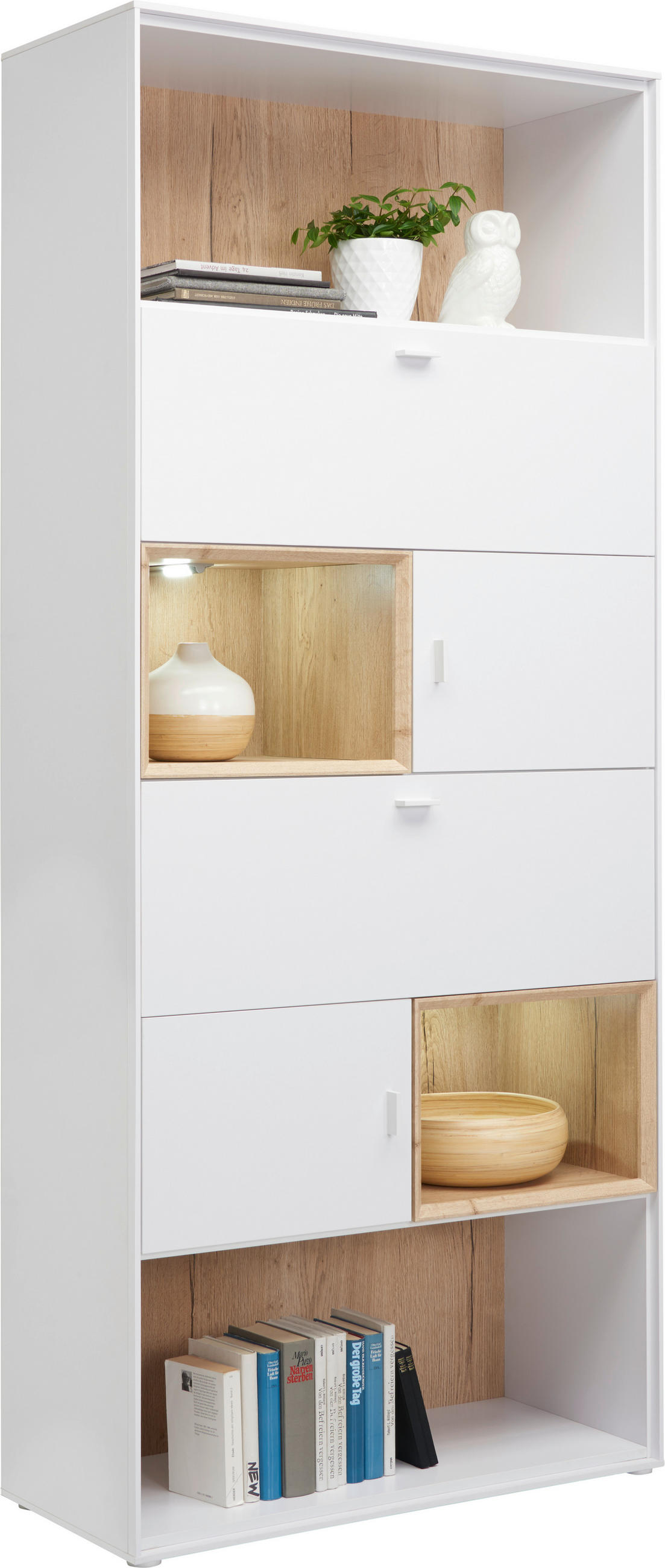 REGAL  90/213/40 cm Weiß, Eichefarben  - Eichefarben/Alufarben, Design, Holzwerkstoff/Metall (90/213/40cm) - Hom`in