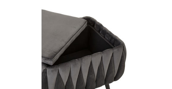 HOCKER Samt Schwarz, Dunkelgrau  - Dunkelgrau/Schwarz, Trend, Textil/Metall (55/46/45cm) - Xora