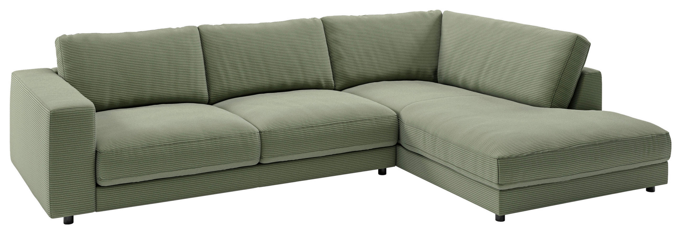 ECKSOFA in Cord Grün  325/224 cm  - Schwarz/Grün, Design, Kunststoff/Textil (325/224cm) - Pure Home Lifestyle