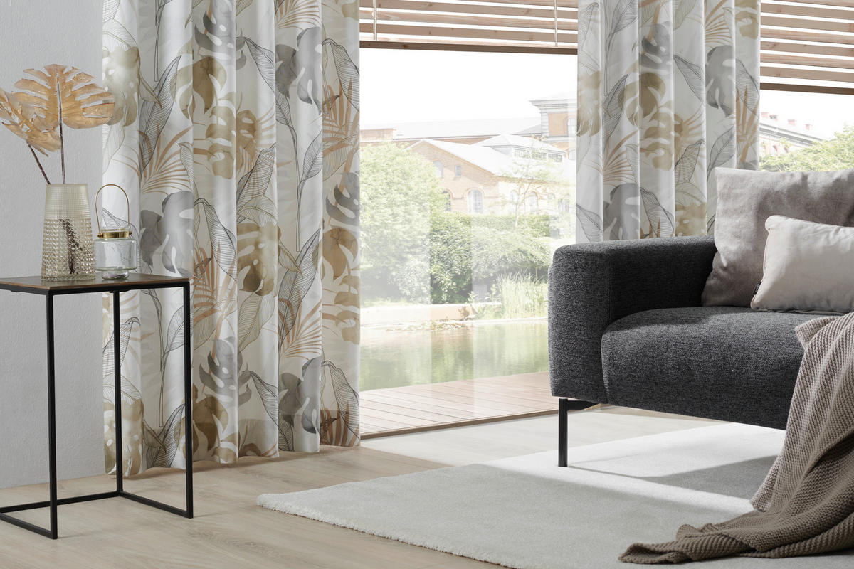 DEKOSTOFF per lfm blickdicht  - Beige/Grau, Design, Textil (140cm) - Esposa
