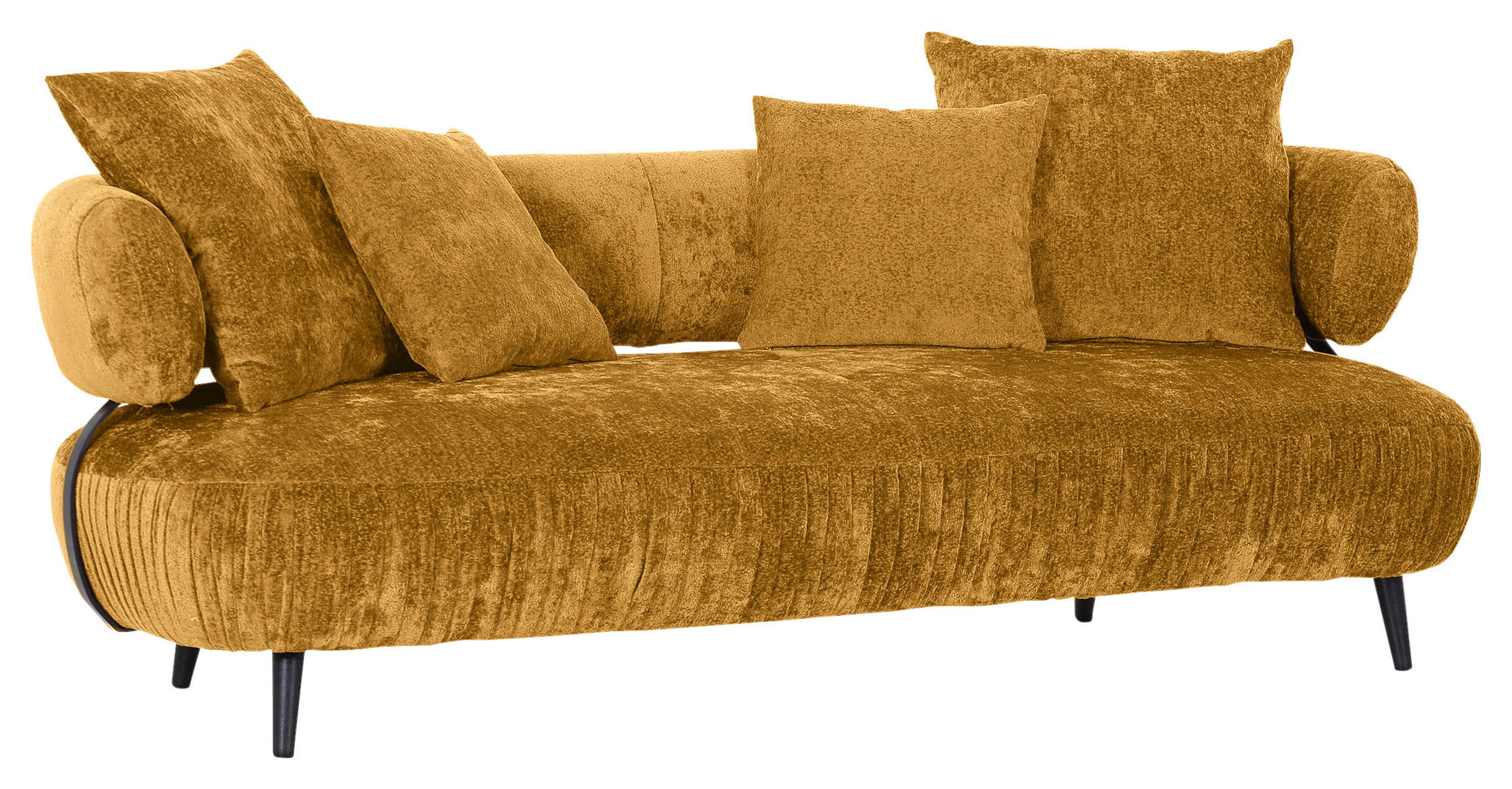 BIGSOFA in Chenille Gelb  - Gelb/Schwarz, Design, Holz/Textil (245/85/110cm) - Landscape