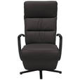 RELAXSESSEL in Leder Mokka  - Schwarz/Mokka, Design, Leder/Metall (64/112/80cm) - Cantus