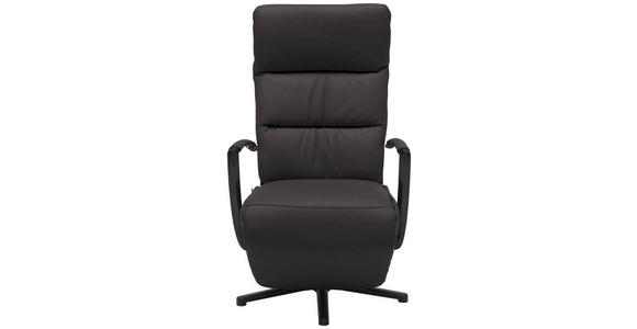 RELAXSESSEL in Leder Mokka  - Schwarz/Mokka, Design, Leder/Metall (64/112/80cm) - Cantus