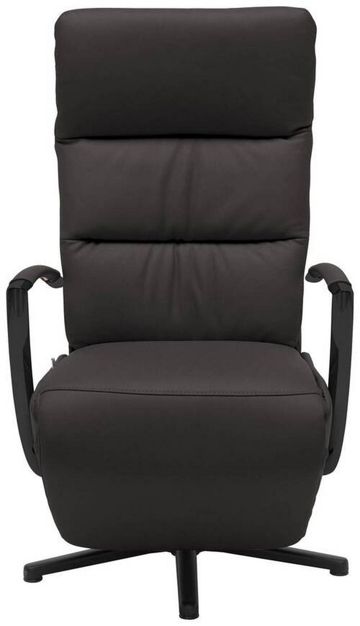 RELAXSESSEL in Leder Mokka  - Schwarz/Mokka, Design, Leder/Metall (64/112/80cm) - Cantus